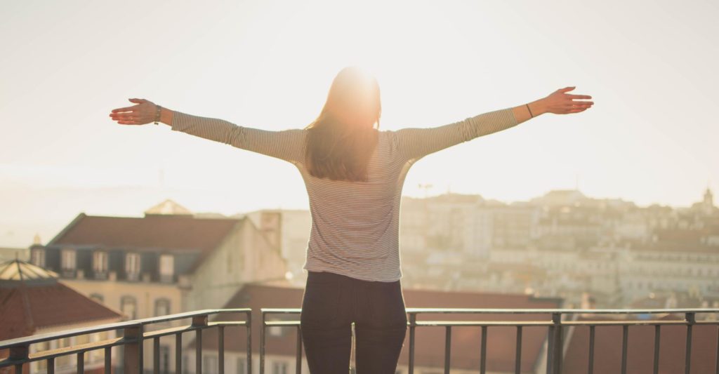 Woman happy about life