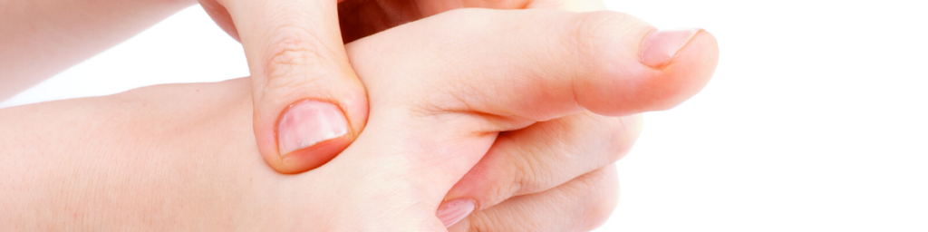 hand reflexology massage on self