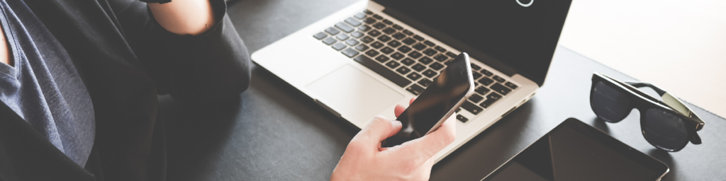 business blogger on laptop