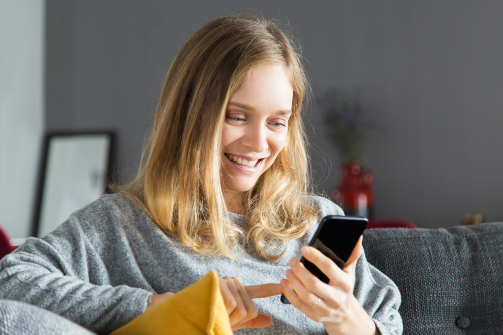 woman using mobile apps