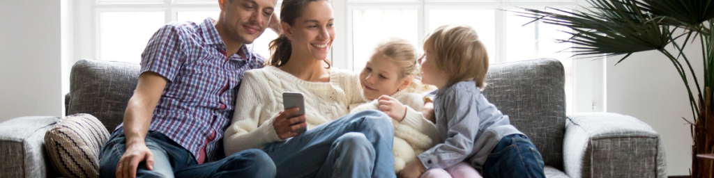 family using mobile apps