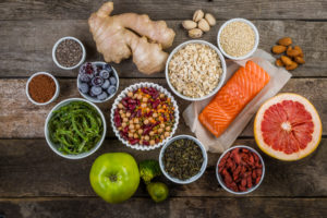 superfoods on a rustic table