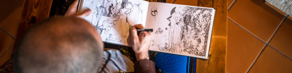 drawing skills displayed on sketchbook