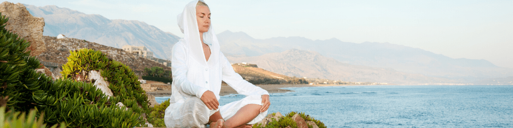 woman meditating outside