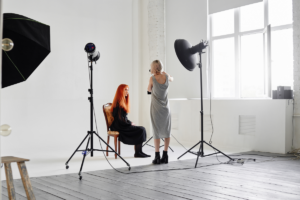 shooting a portrait in a studio