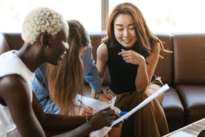 women at a career fair