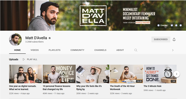 Content Marketing Example 2 Matt D'Avella YouTube