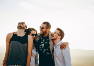 group of friends laughing together