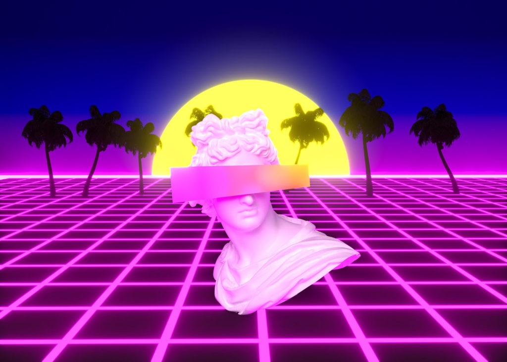 Retro 3d shapes in vaporwave style