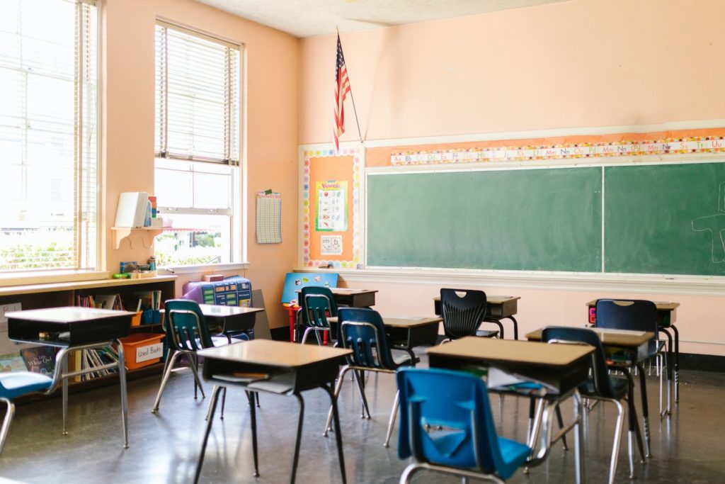 empty classroom with no teacher