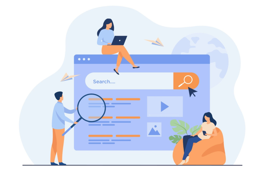 People working on search browser