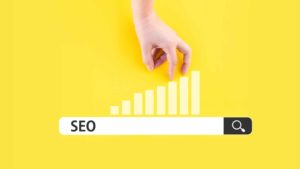 saas seo - hand on search bar