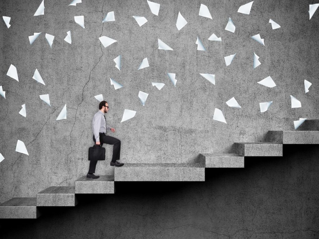 man climbing the corporate ladder