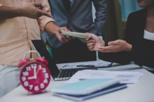 person making payment on time for credit loan