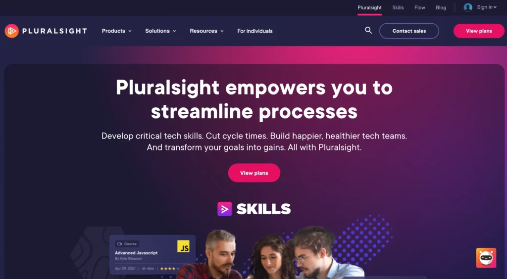 Screenshot of Pluralsight Home Page