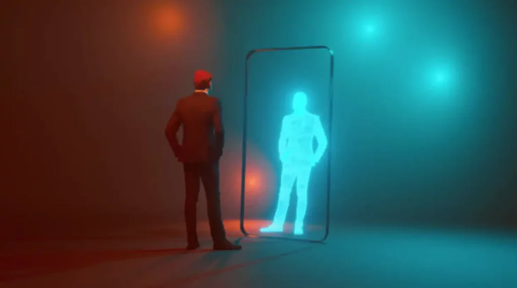 person looking at digital twin