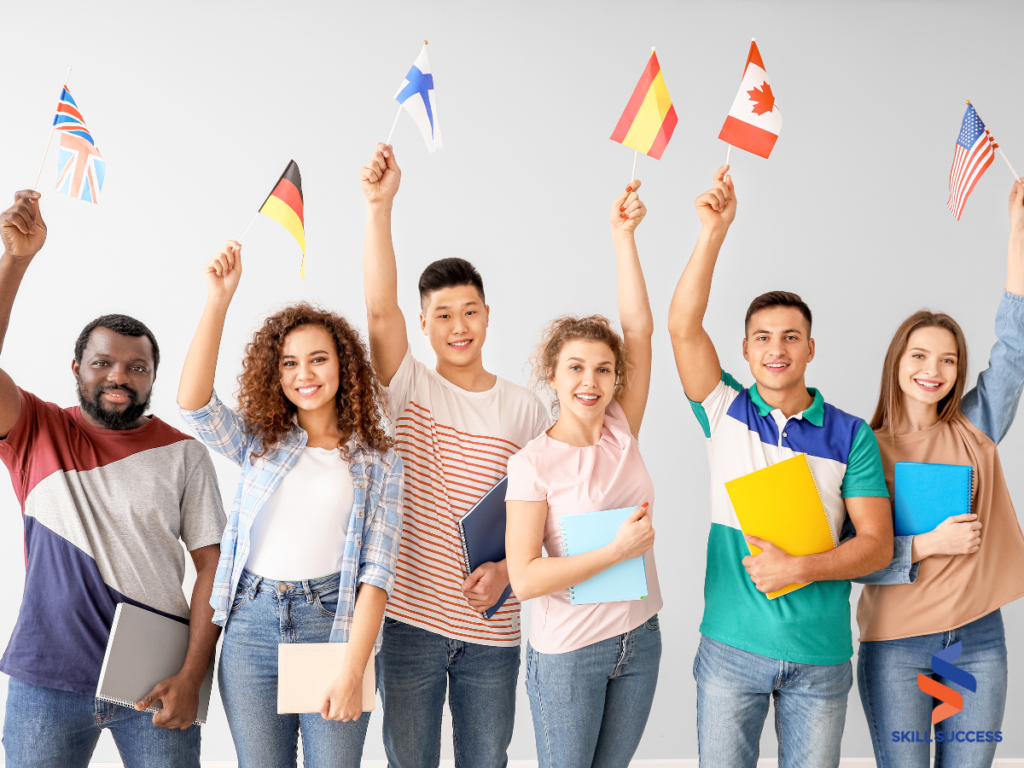 group of people holding their country's flag