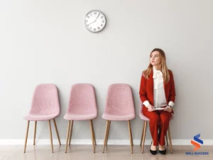 An applicant waiting for her job interview after submitting an application