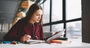 Woman Studying Language Books