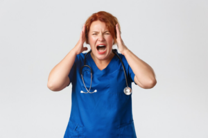 nurses shouting due to career burnout