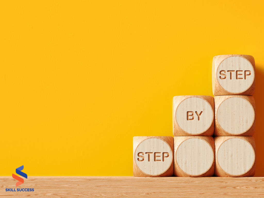 Visual guide to self development through step-by-step building blocks