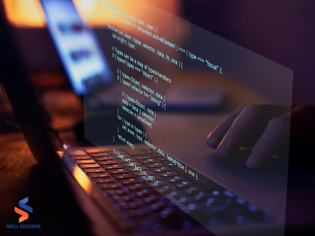 a man using a computer leveraging his programming skills