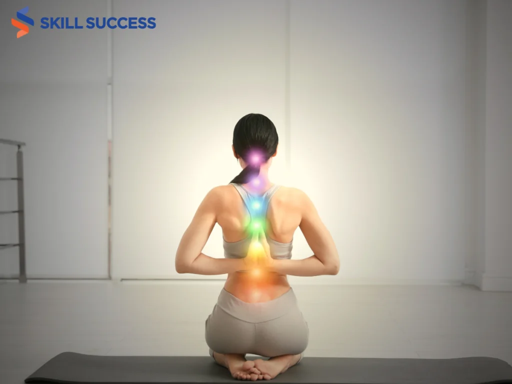 a woman meditating showing what she learned from chakra training
