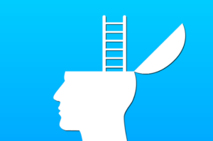 a graphic image of a head with a ladder symbolizing growth mindset cultivation