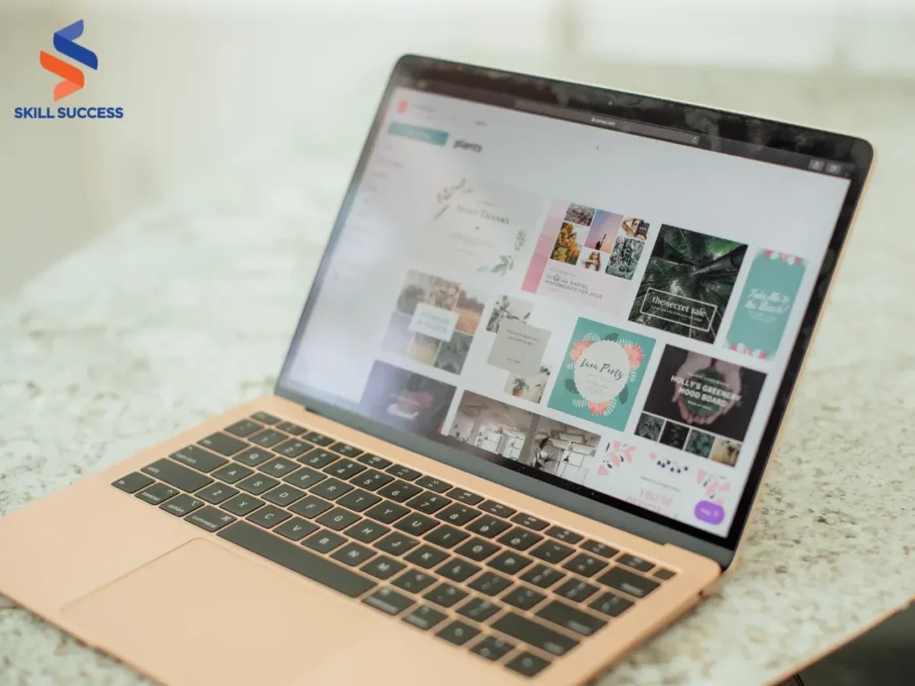 a laptop with Canva on screen