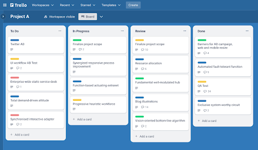 Screenshot of Trello app