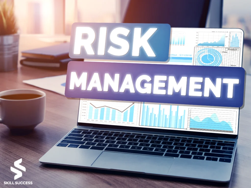 an image of a laptop with the word "risk management"