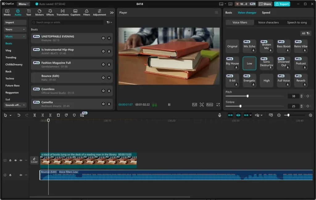 Capcut screenshot voice changer