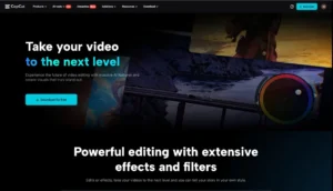 screenshot of CapCut homepage