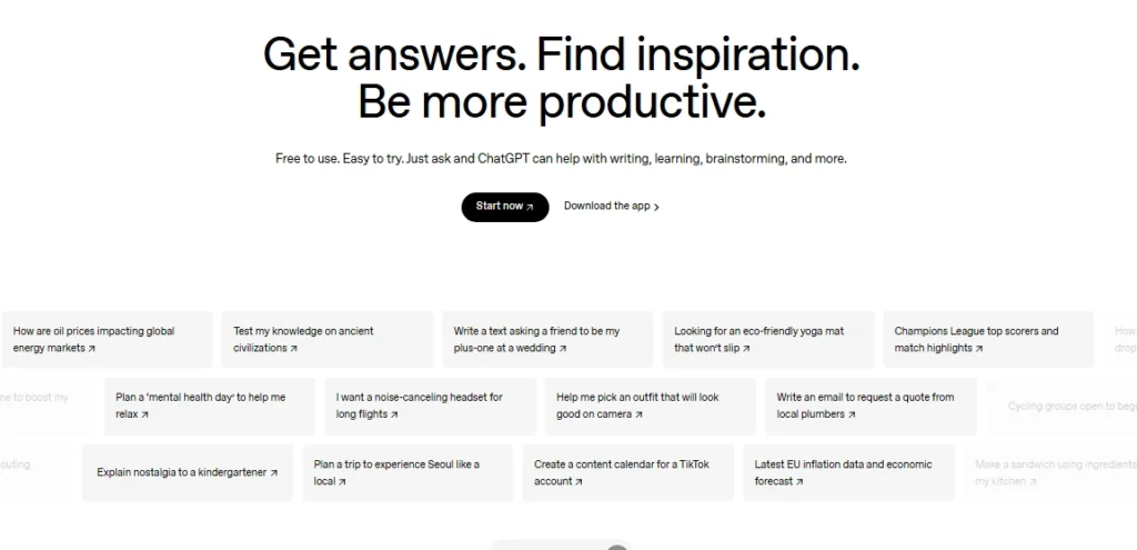 Screenshot of ChatGPT screenview