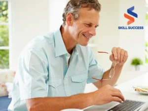 A man in his 50s learning beginner digital skills