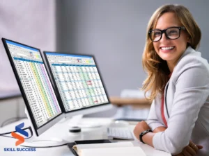 a woman taking data science course