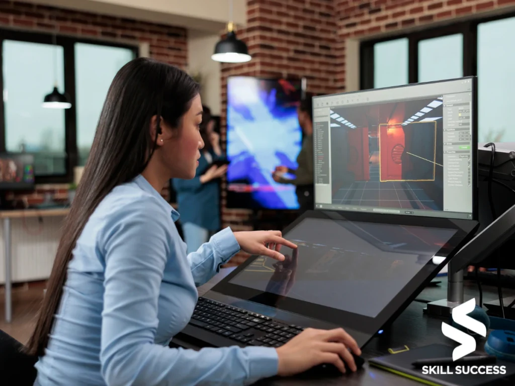 a woman developing a game app