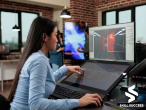 a woman developing a game app