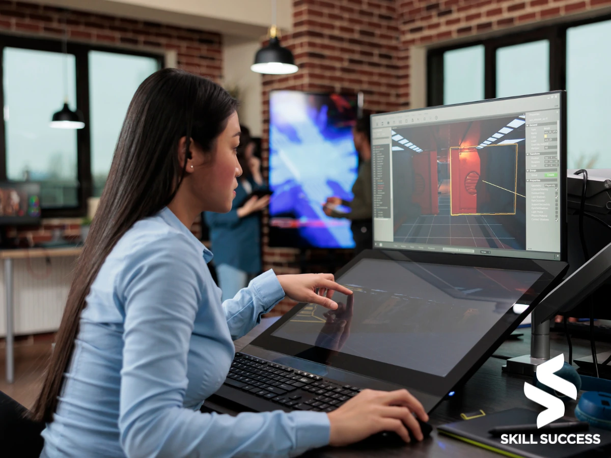 a woman developing a game app