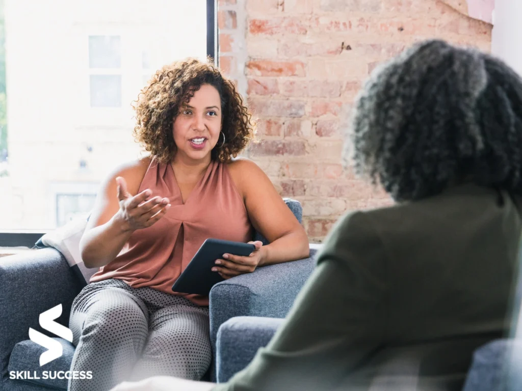 a female counselor with her client