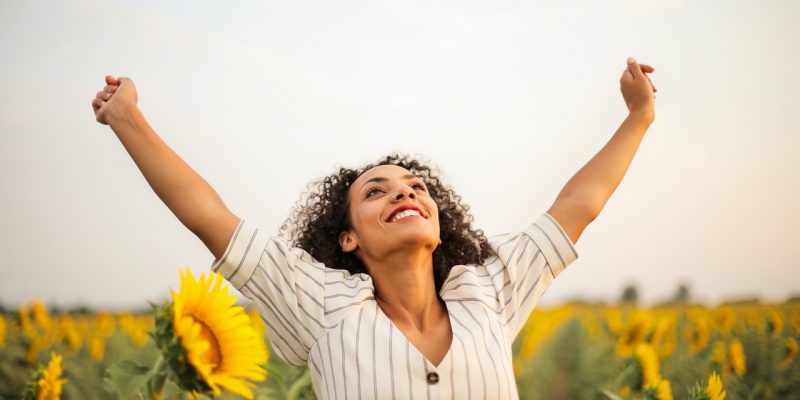 recipe for success happy woman successful woman standing on sunflower field