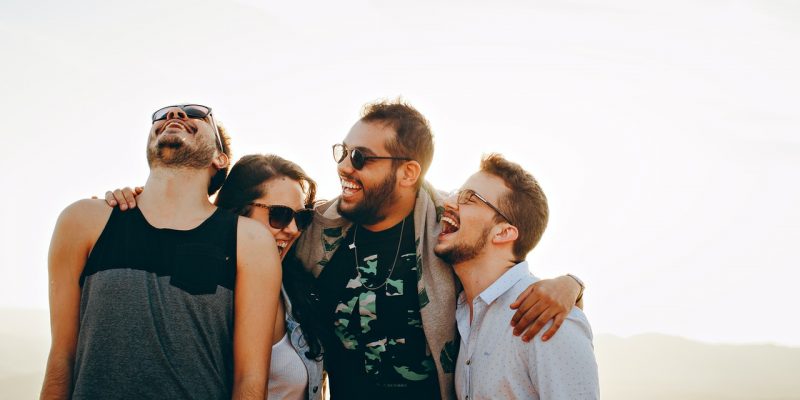 group of friends laughing together