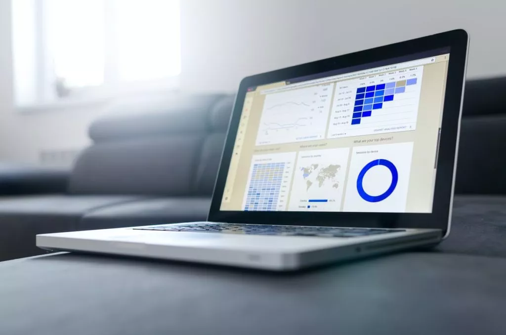 data visualized on laptop