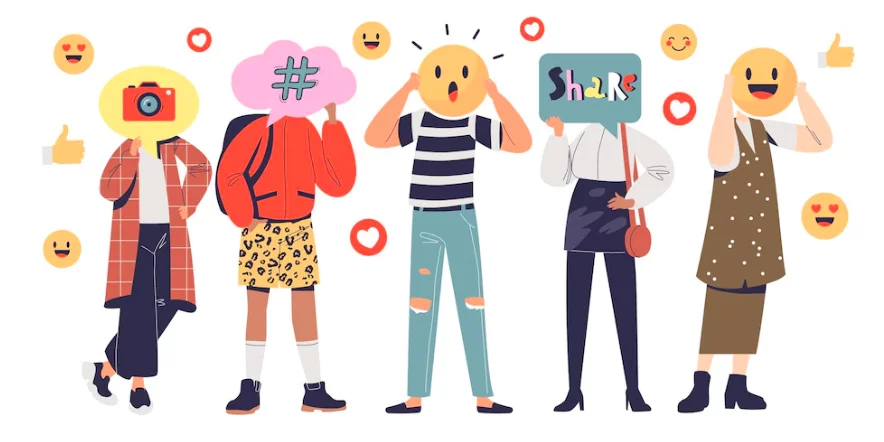 millenials using social media emoticons to cover their face