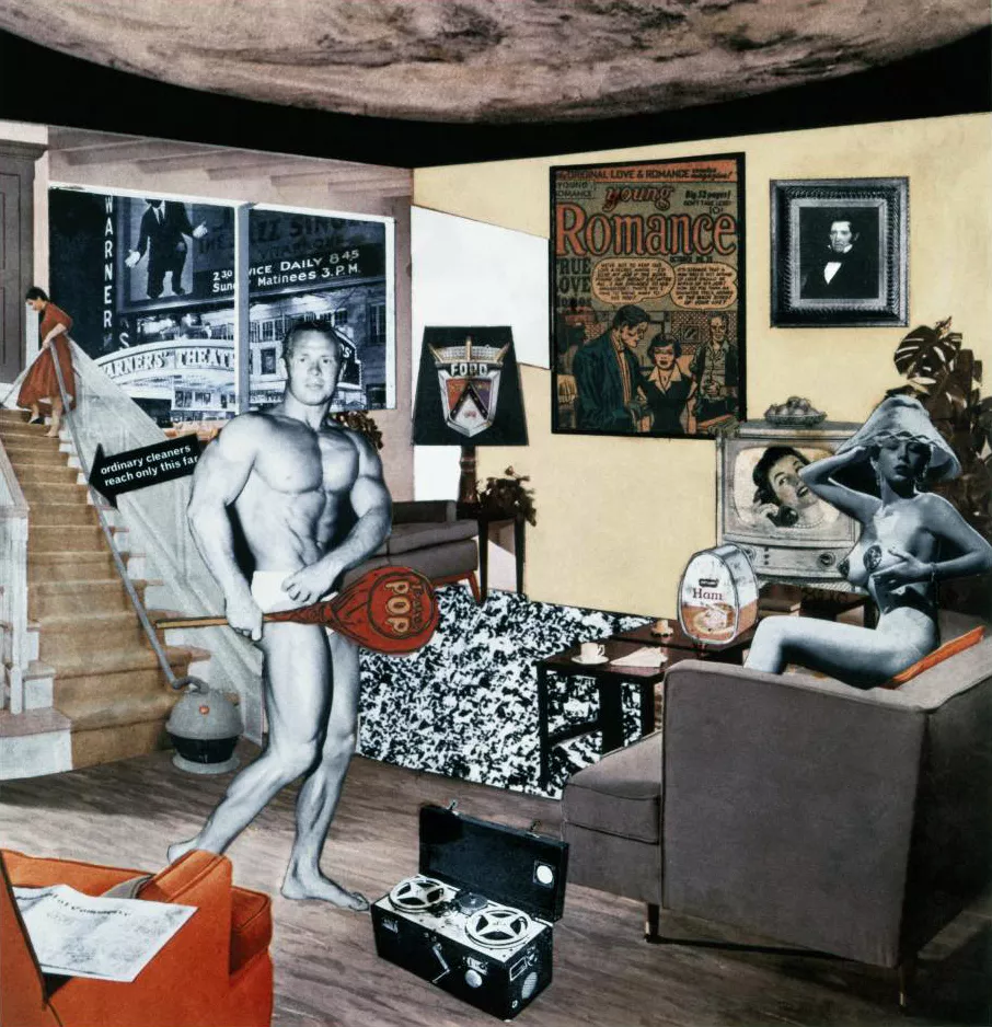 Mixed media art "Just what is it that makes today's homes so different, so appealing?" by Richard Hamilton