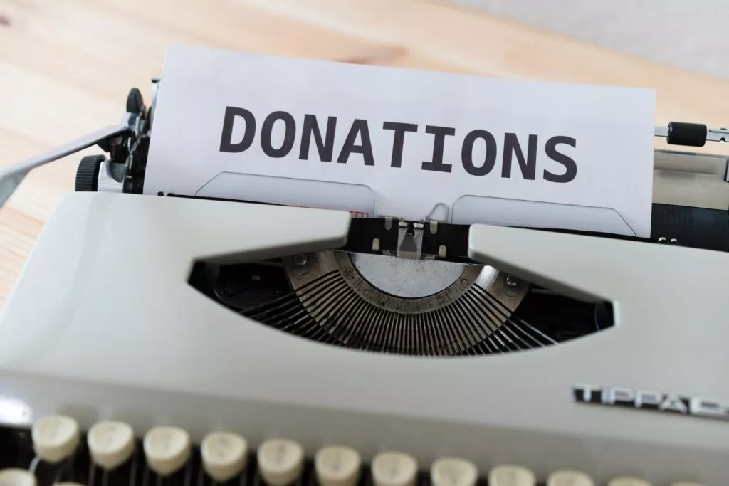 how to get online donations typewriter