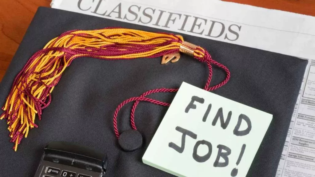 Finding and Securing a Job Graduation Hat Find Job Note
