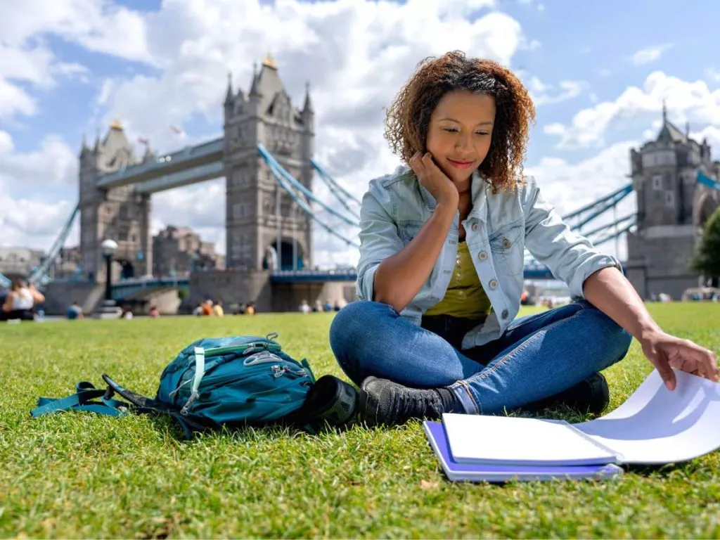 student studying abroad in london