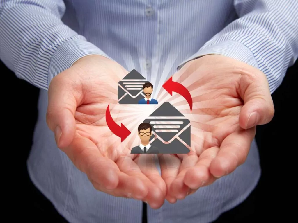 cupped hands presenting email marketing concept