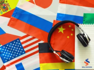 Flags with a headset on top